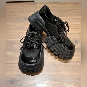 littlegood Black Patent Leather Chunky Platform Sneakers (Size EU 37/US 6.5)
